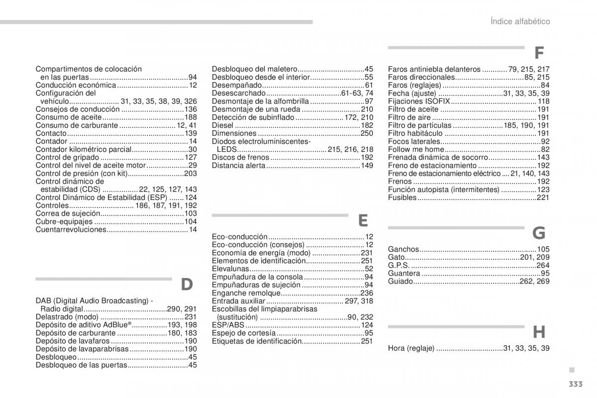 manual  Peugeot 3008 manual del propietario / page 335