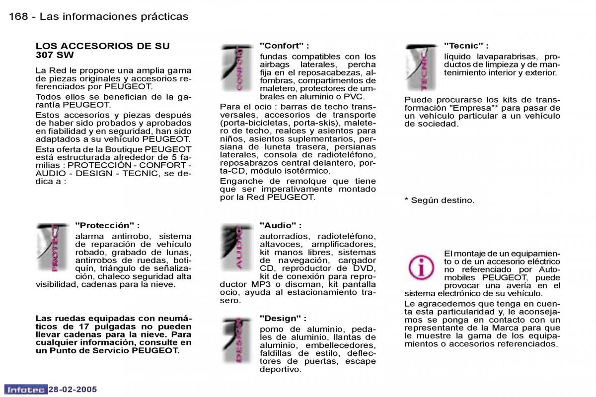 Peugeot 307 manual del propietario / page 188