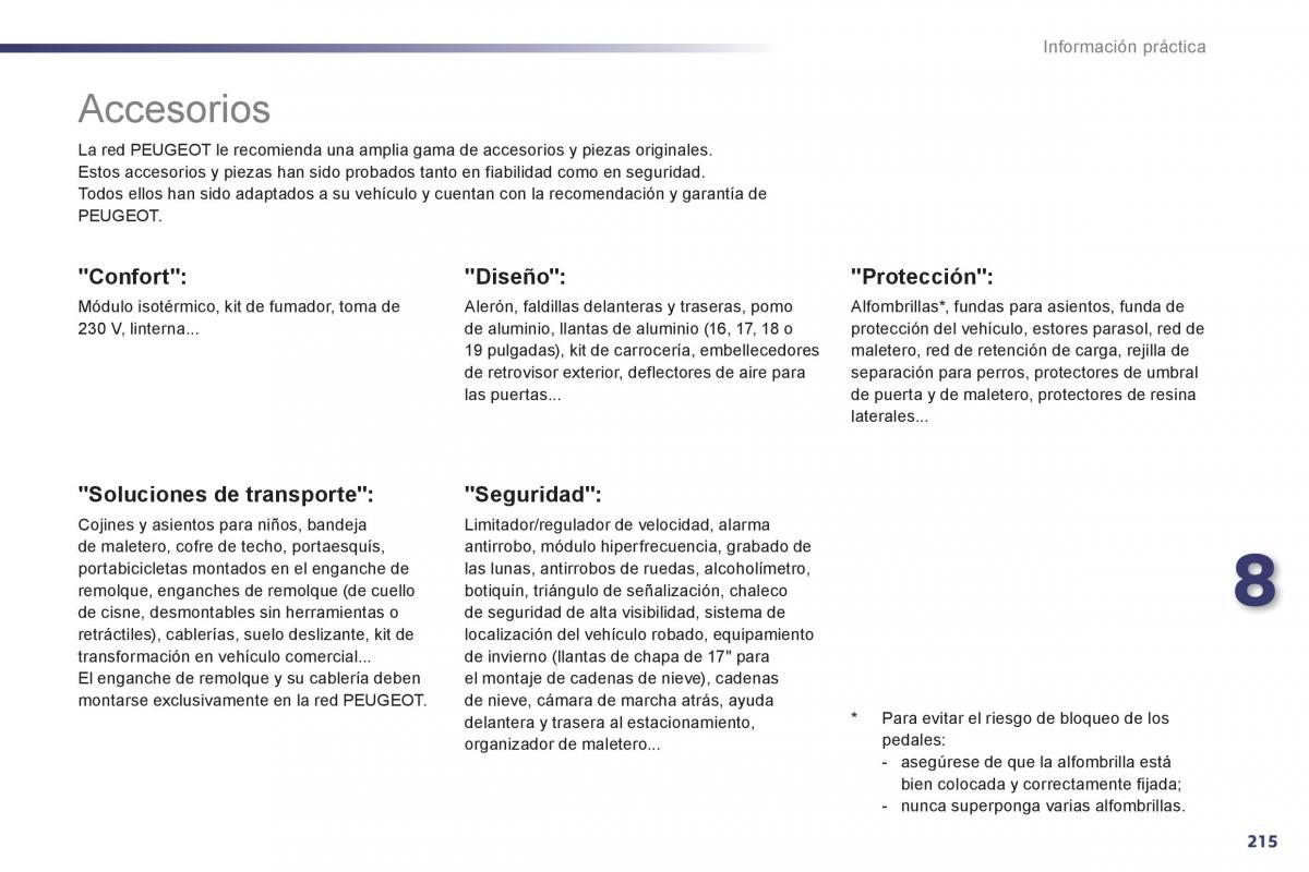 Peugeot 508 manual del propietario / page 217