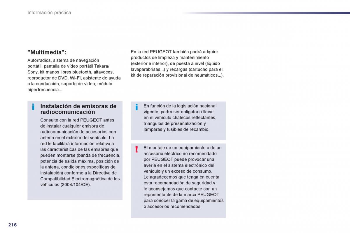 Peugeot 508 manual del propietario / page 218