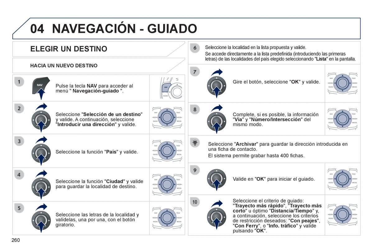 Peugeot 508 manual del propietario / page 262
