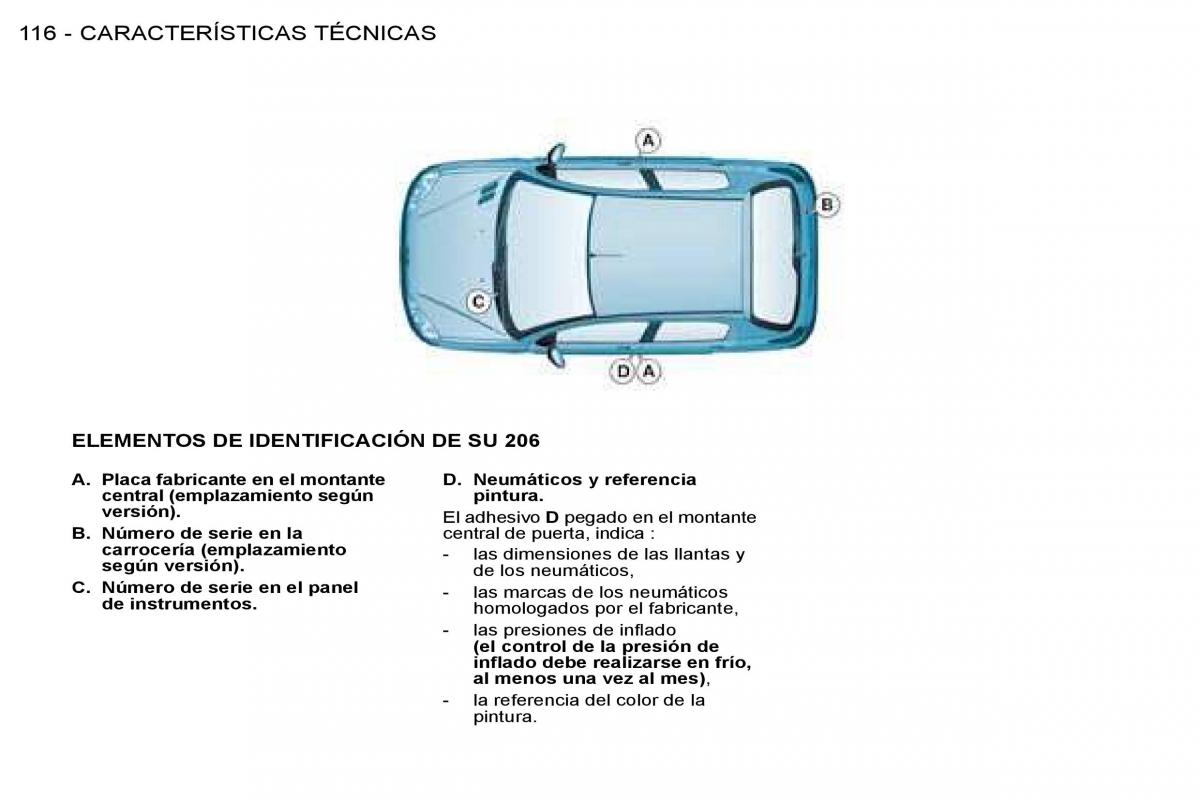 Peugeot 206 SW manual del propietario / page 123