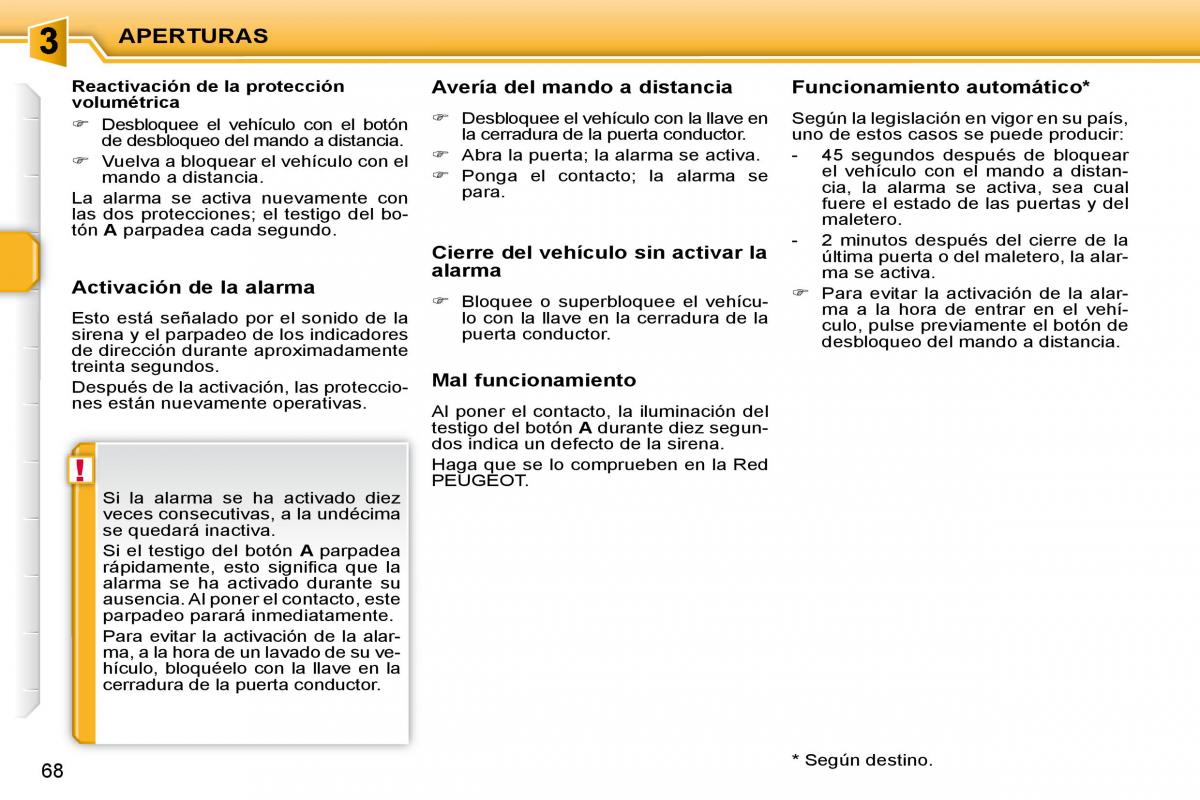 Peugeot 207 CC manual del propietario / page 73