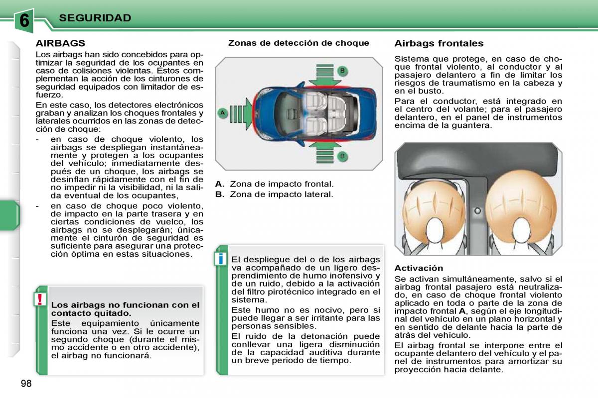 Peugeot 207 CC manual del propietario / page 108