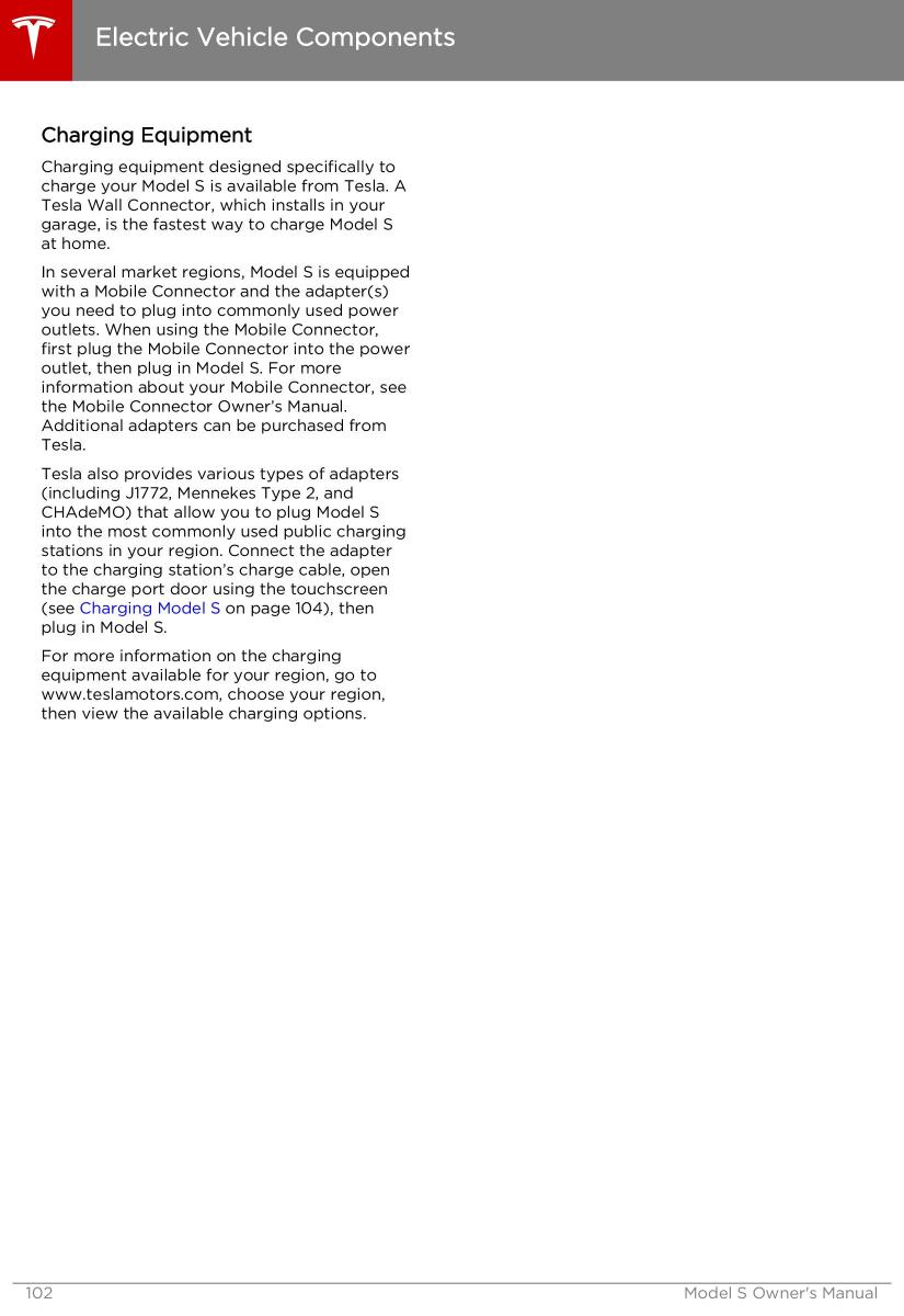 Tesla S owners manual / page 102
