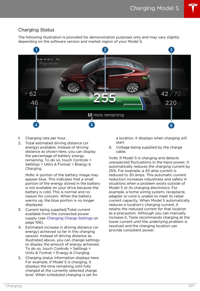 Tesla S owners manual / page 107