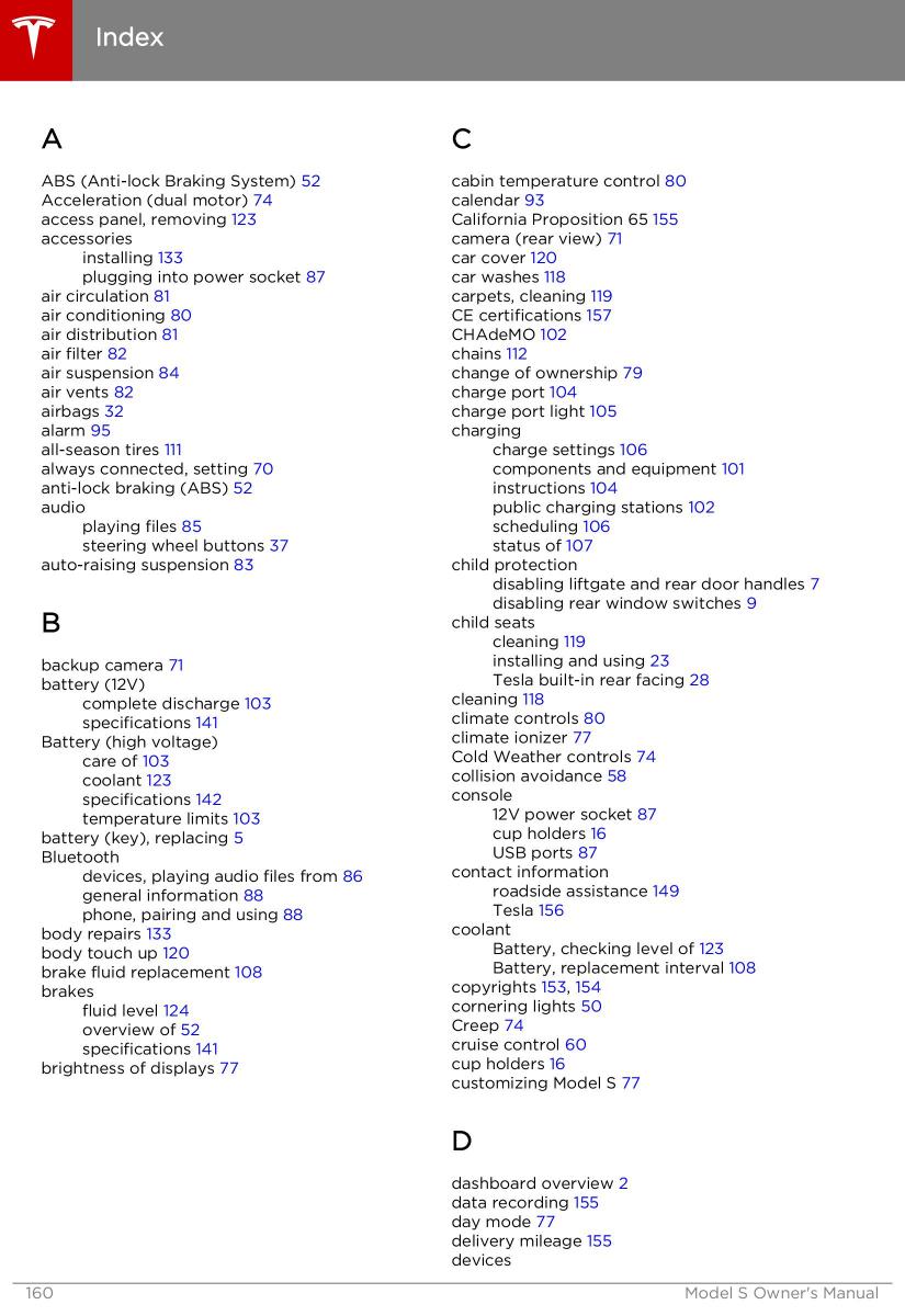 Tesla S owners manual / page 160