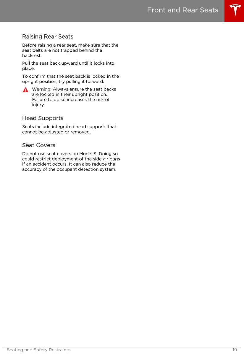 Tesla S owners manual / page 19