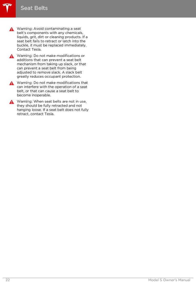 Tesla S owners manual / page 22