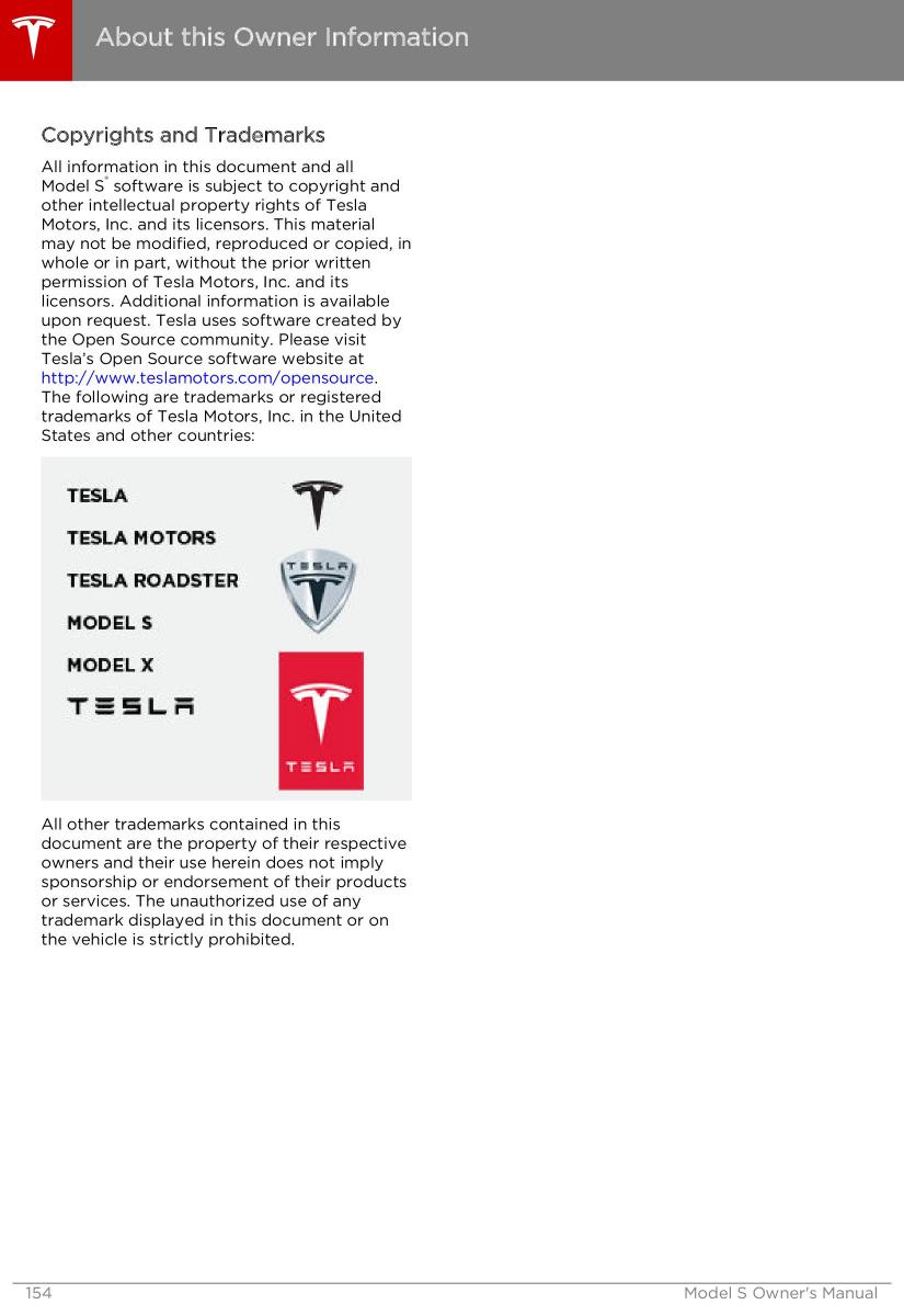 Tesla S owners manual / page 154