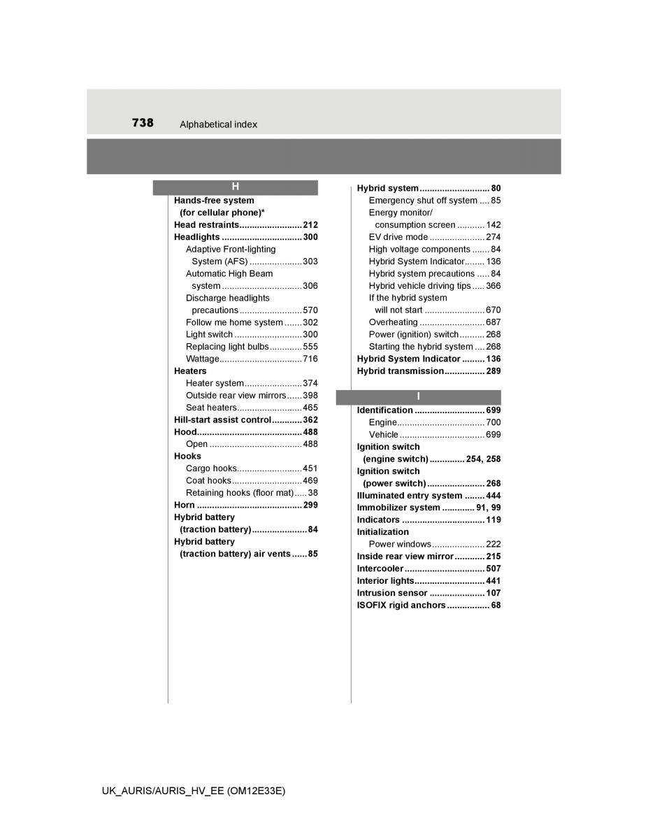 Toyota Auris II 2 owners manual / page 738