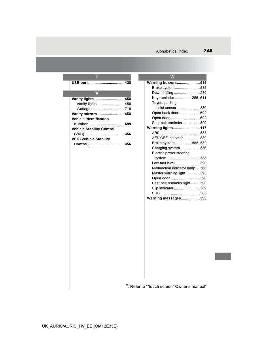 Toyota Auris II 2 owners manual / page 745