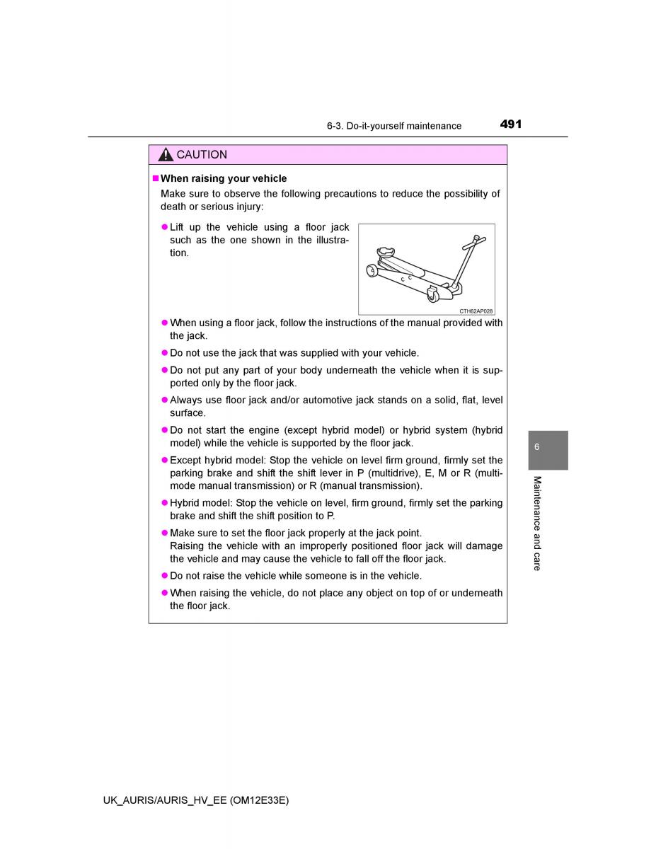Toyota Auris II 2 owners manual / page 491