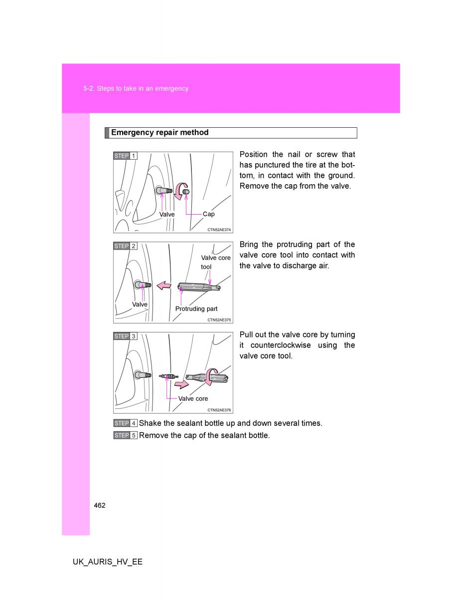 Toyota Auris Hybrid I 1 owners manual / page 462