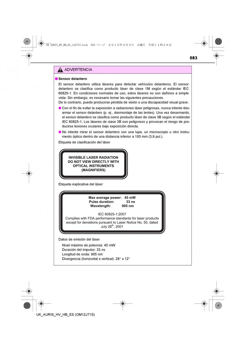 Toyota Auris Hybrid II 2 manual del propietario / page 583