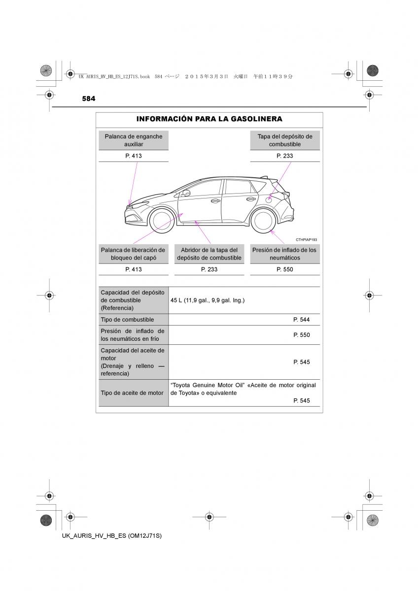 Toyota Auris Hybrid II 2 manual del propietario / page 584