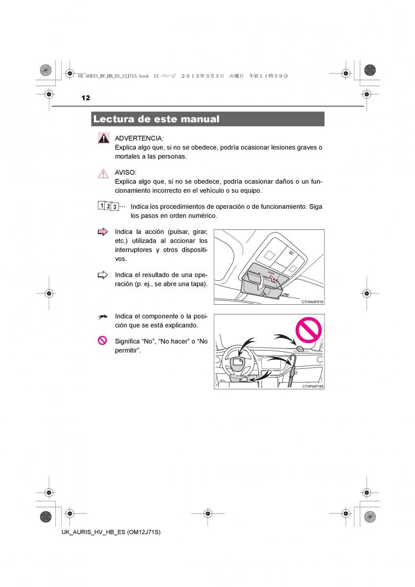 Toyota Auris Hybrid II 2 manual del propietario / page 12