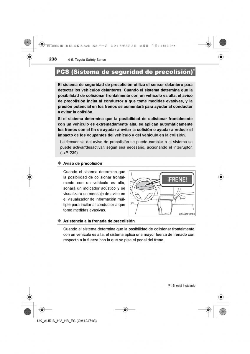 Toyota Auris Hybrid II 2 manual del propietario / page 238