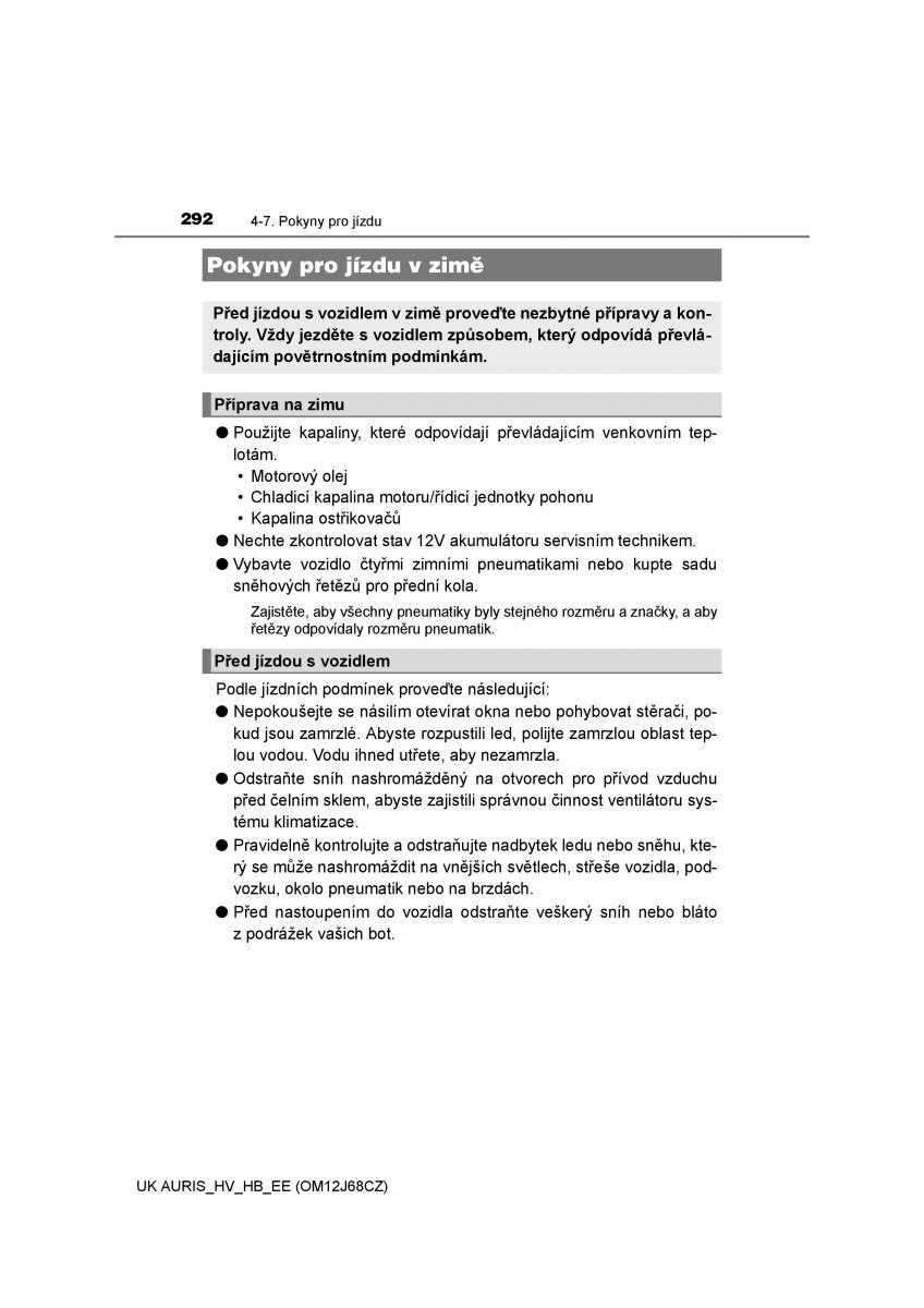Toyota Auris Hybrid II 2 navod k obsludze / page 292