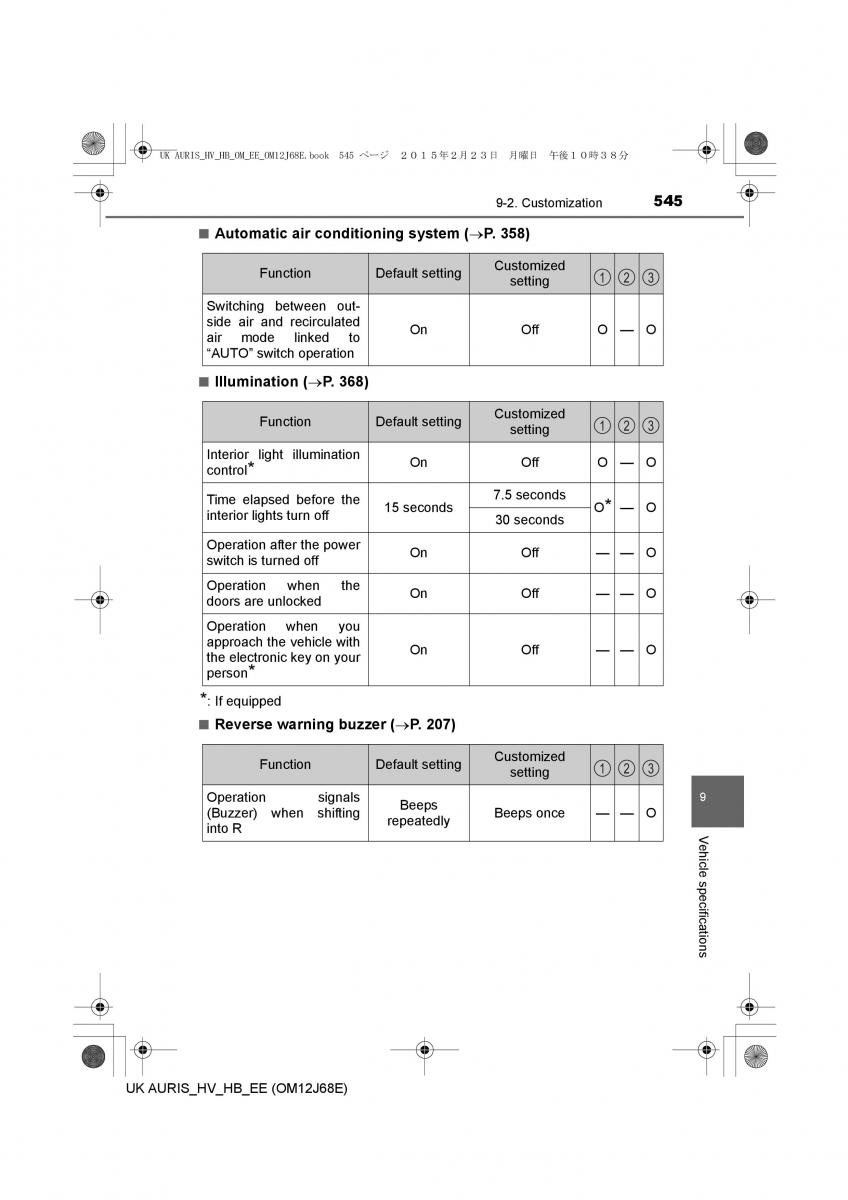 Toyota Auris Hybrid II 2 owners manual / page 545