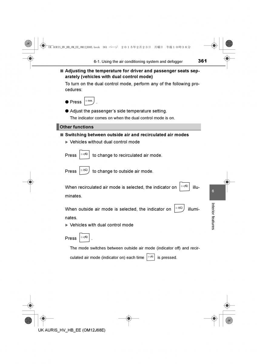 Toyota Auris Hybrid II 2 owners manual / page 361