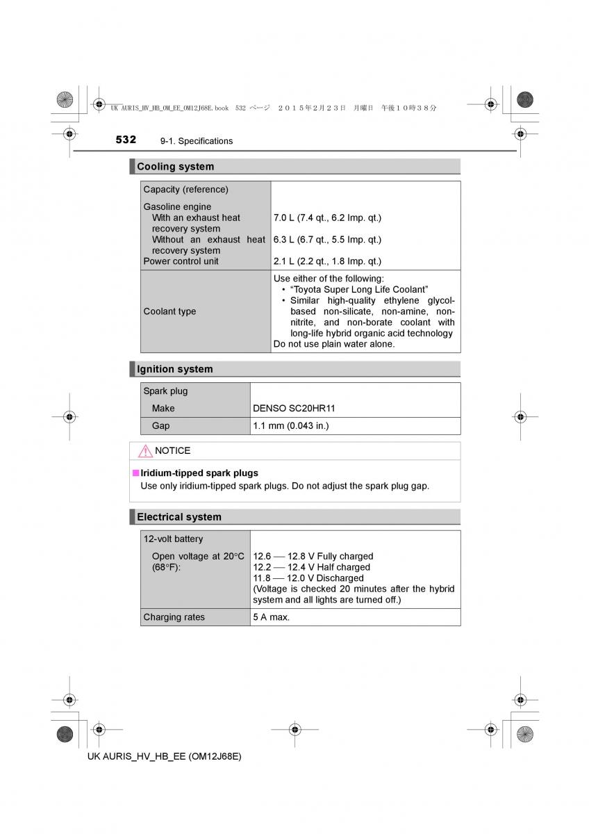 Toyota Auris Hybrid II 2 owners manual / page 532