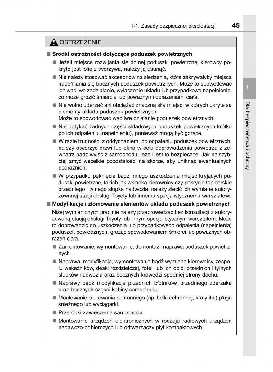 Toyota Avensis IV 4 instrukcja obslugi / page 45