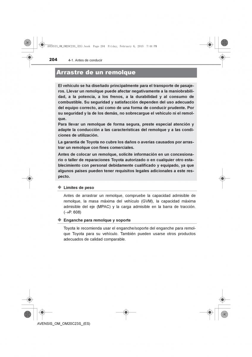 Toyota Avensis IV 4 manual del propietario / page 204