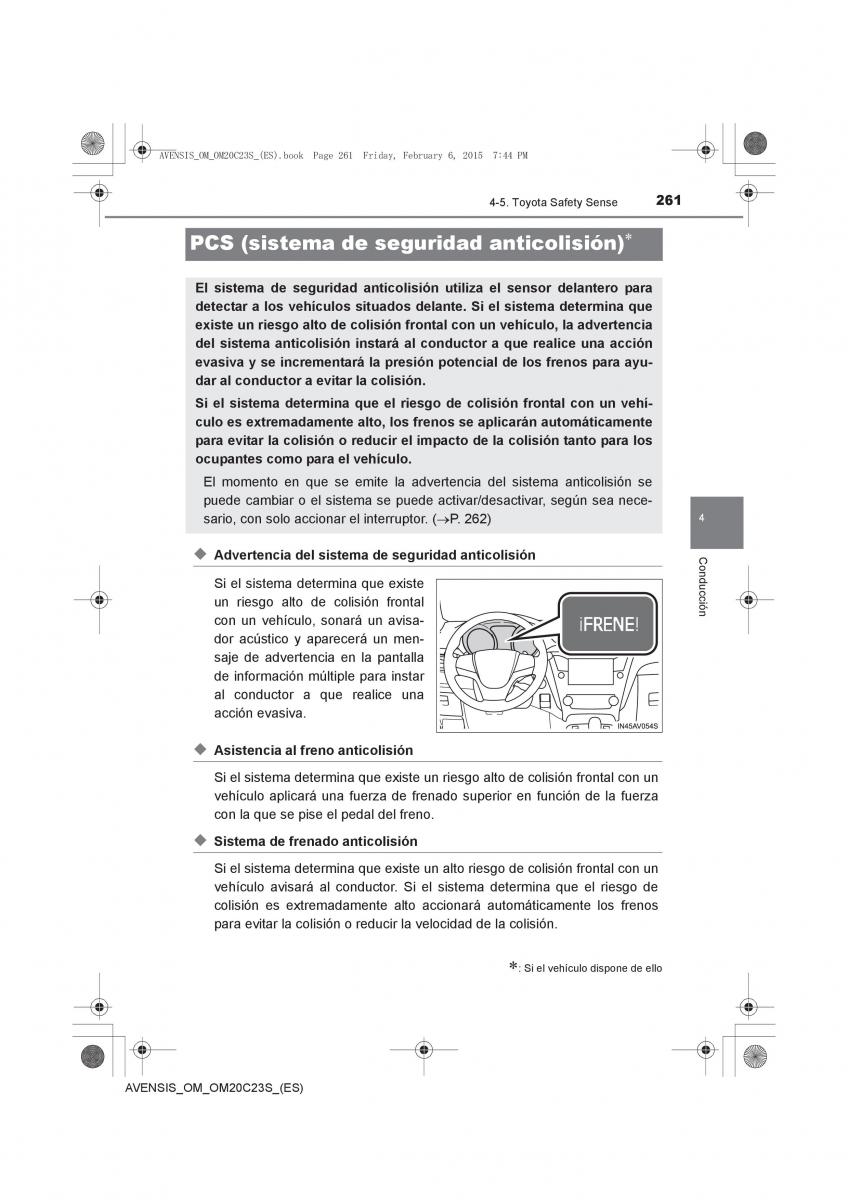 Toyota Avensis IV 4 manual del propietario / page 261