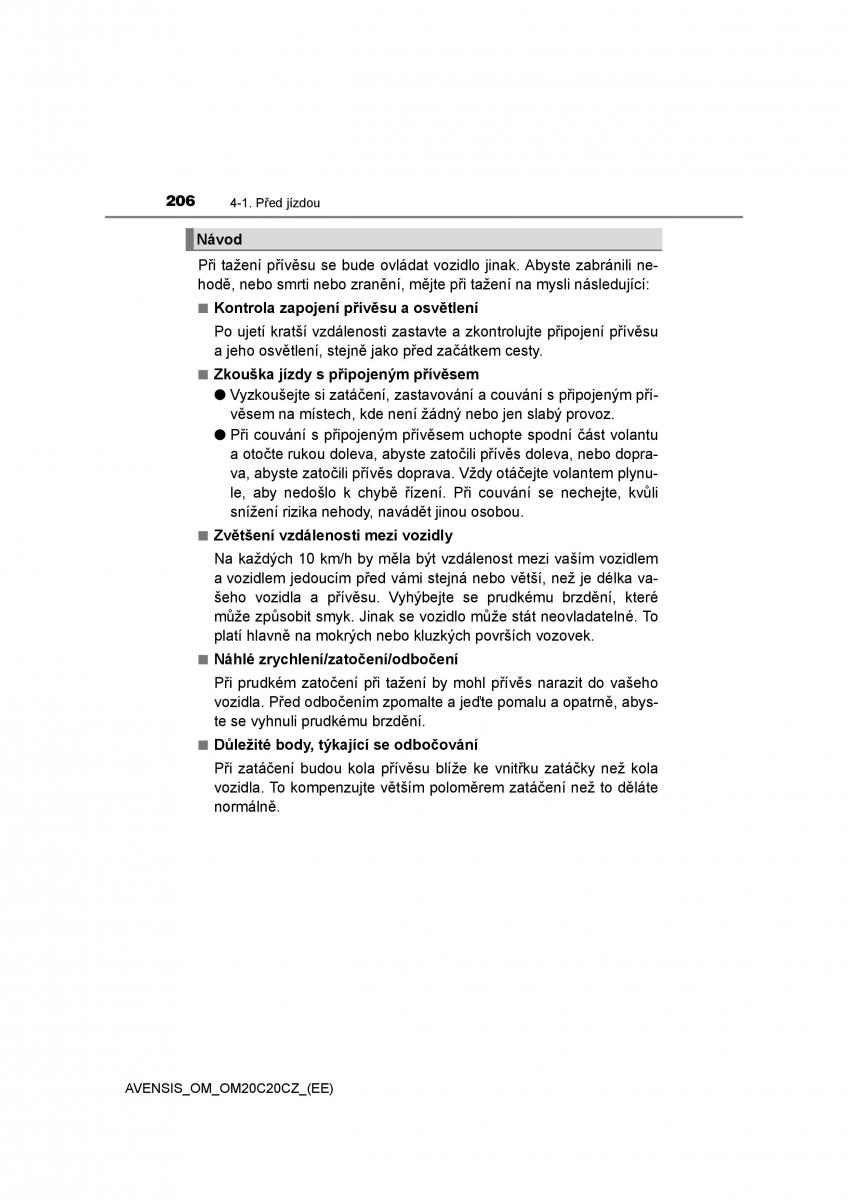 Toyota Avensis IV 4 navod k obsludze / page 206