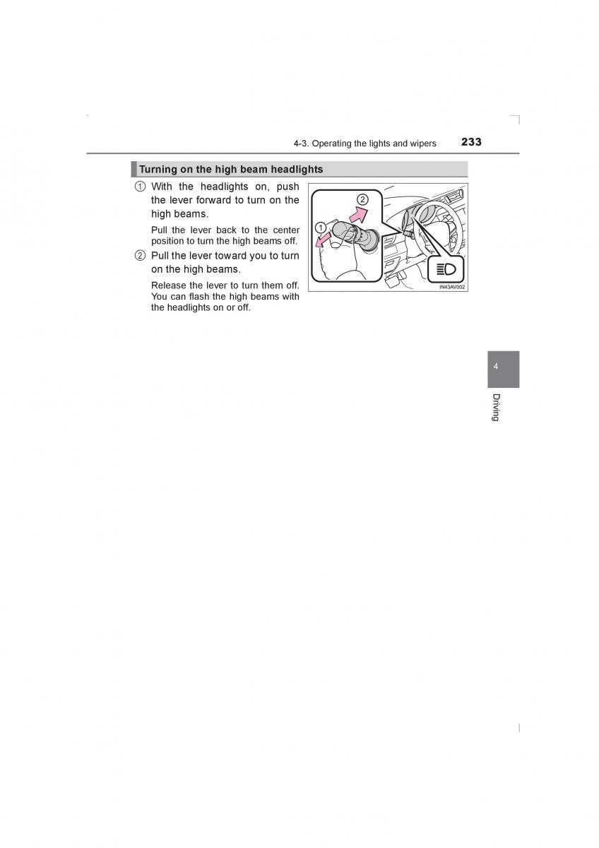 Toyota Avensis IV 4 owners manual / page 233