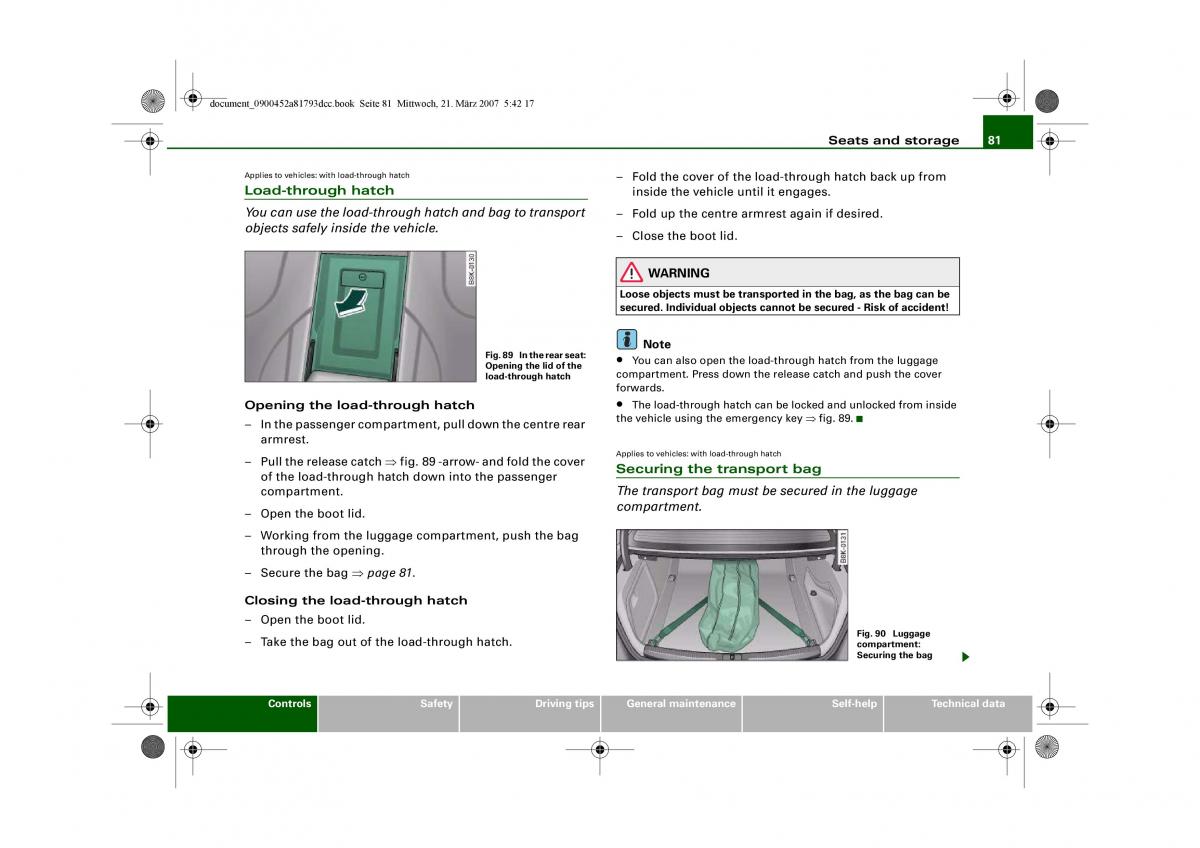 Audi S5 A5 owners manual / page 83
