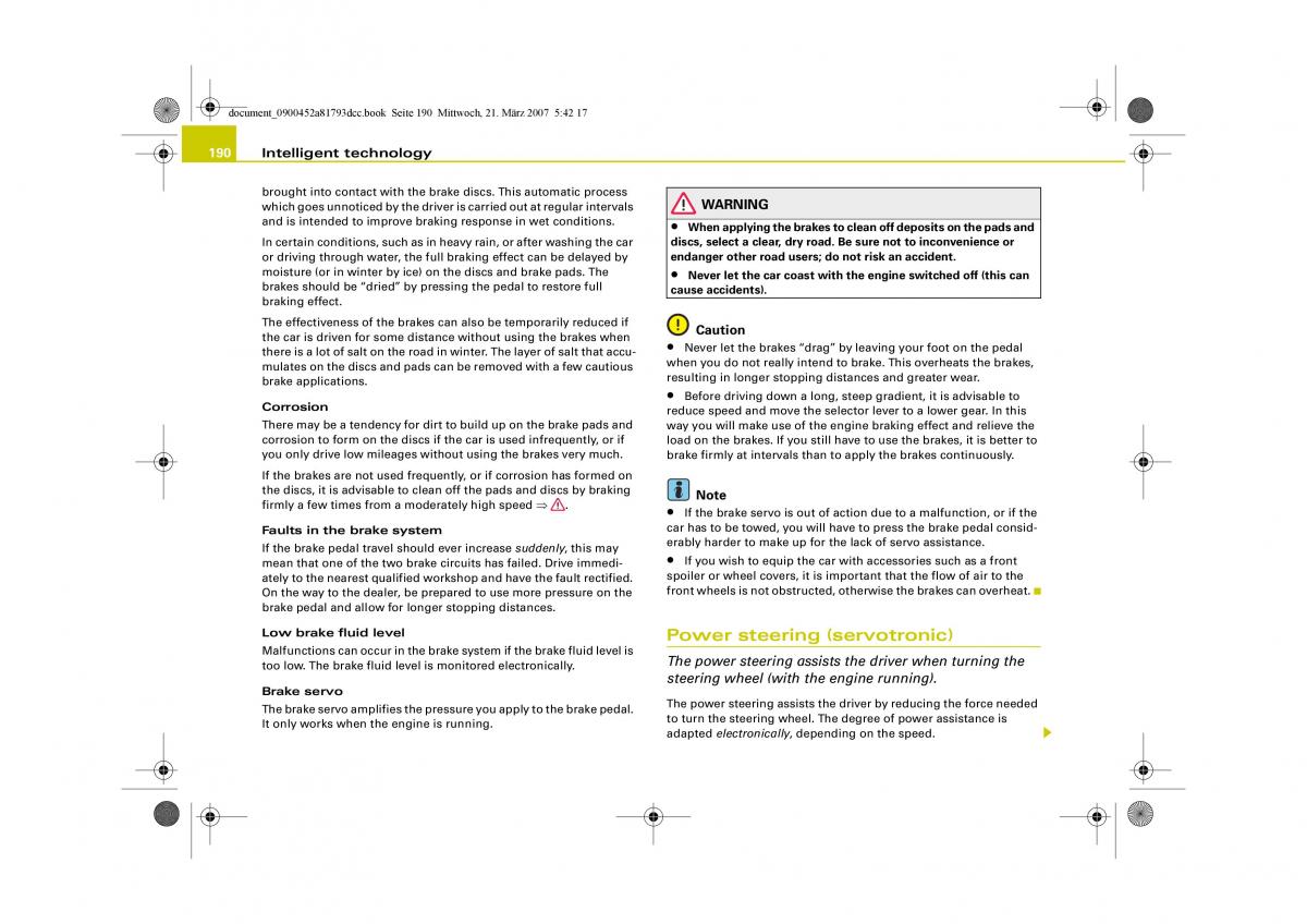 Audi S5 A5 owners manual / page 192