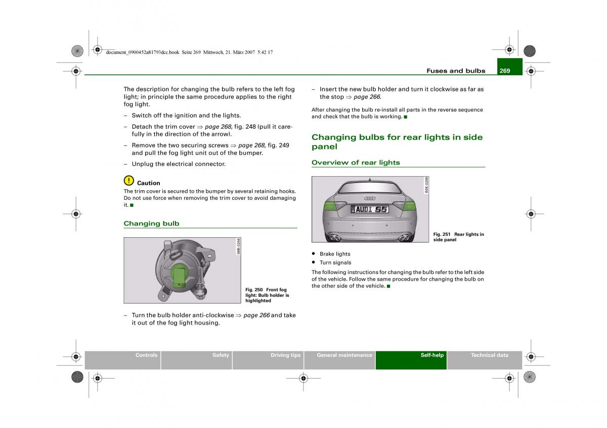 Audi S5 A5 owners manual / page 271