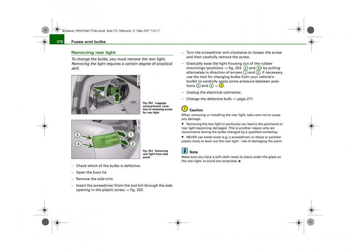 Audi S5 A5 owners manual / page 272