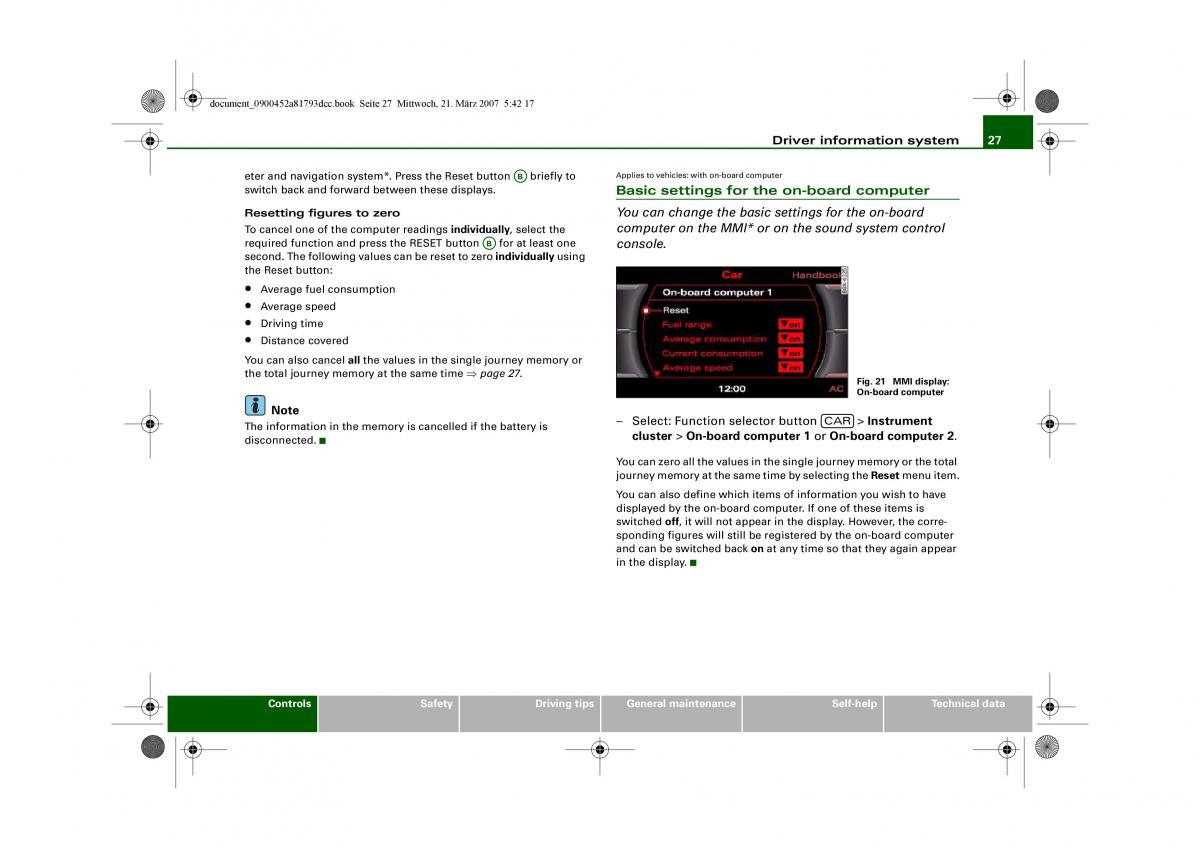 Audi S5 A5 owners manual / page 29