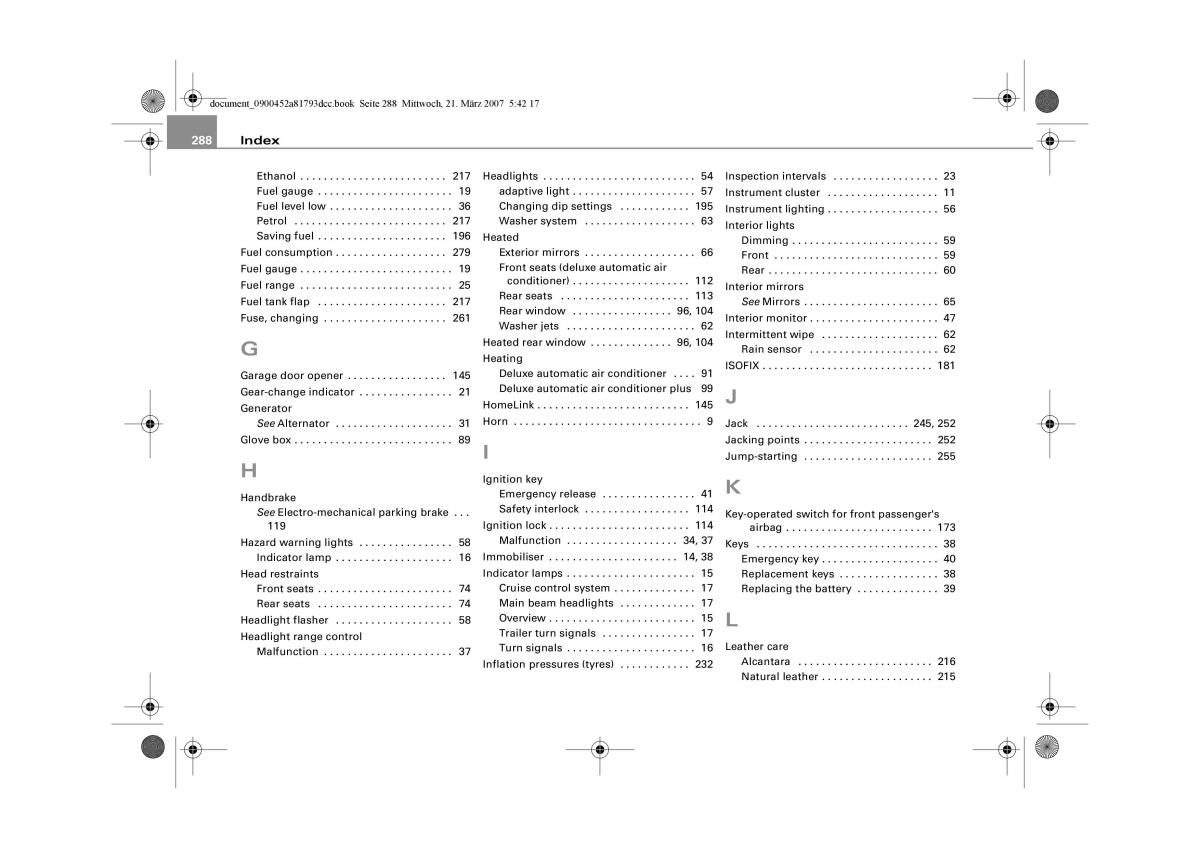 Audi S5 A5 owners manual / page 290