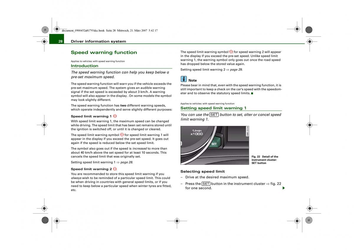 Audi S5 A5 owners manual / page 30