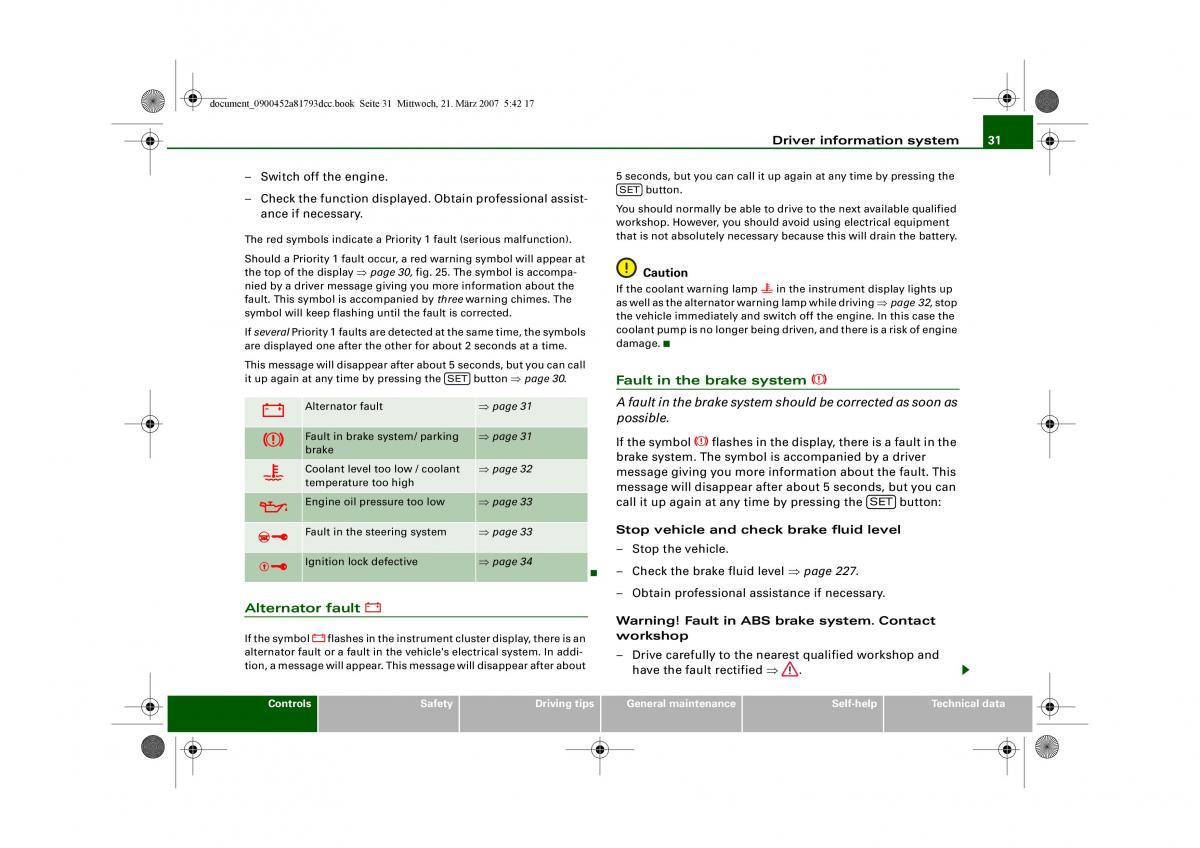 Audi S5 A5 owners manual / page 33