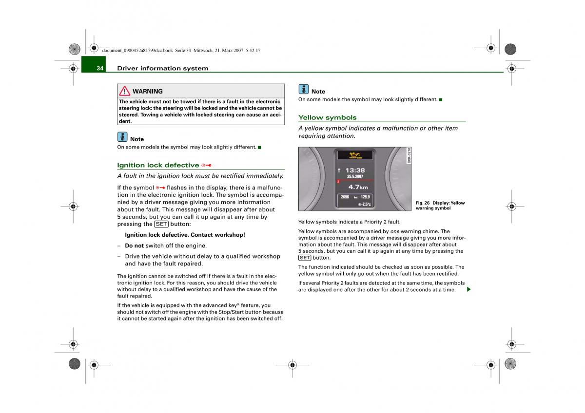 Audi S5 A5 owners manual / page 36