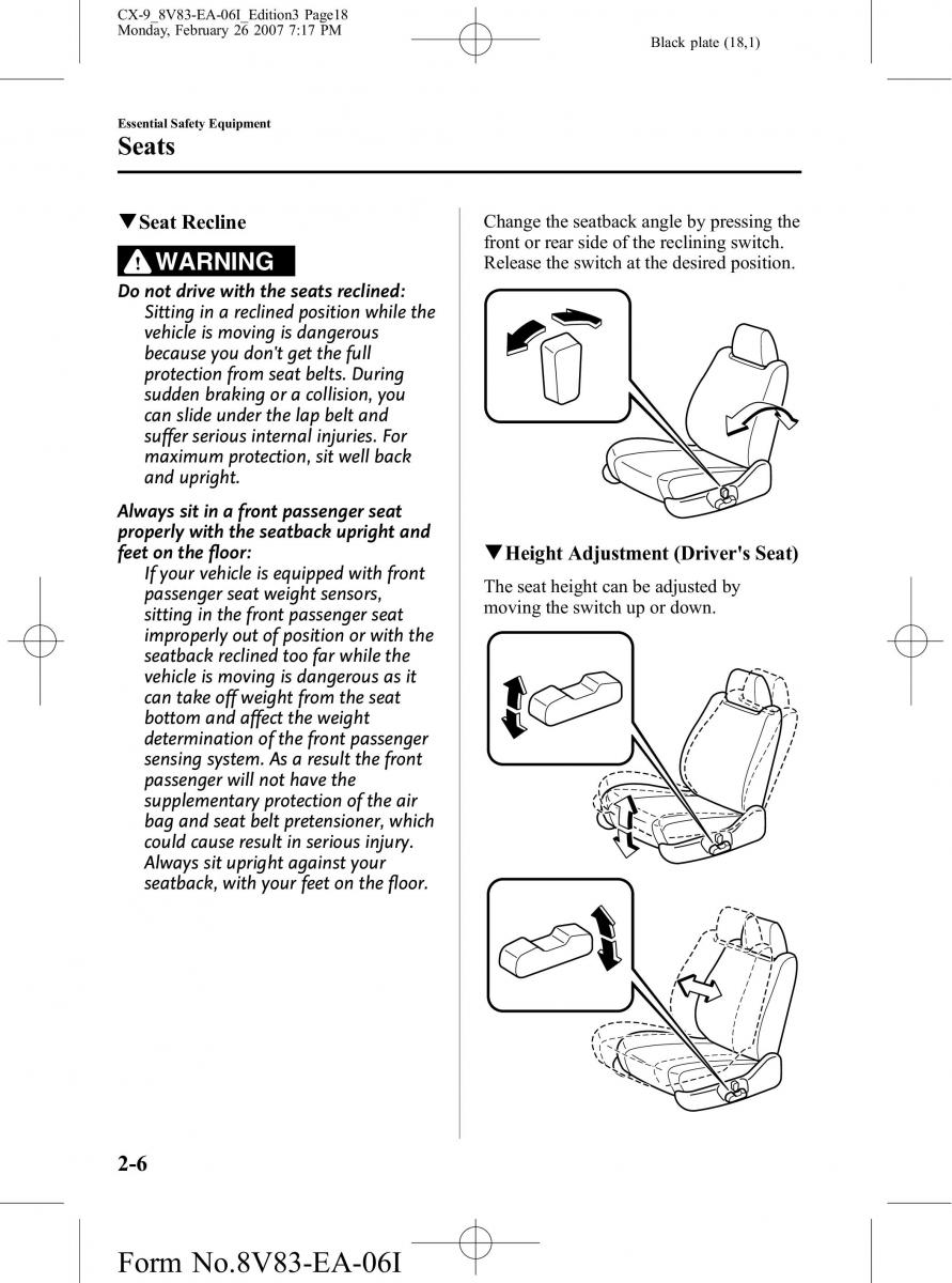 Mazda CX 9 owners manual / page 18