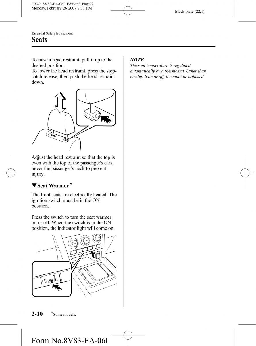 Mazda CX 9 owners manual / page 22