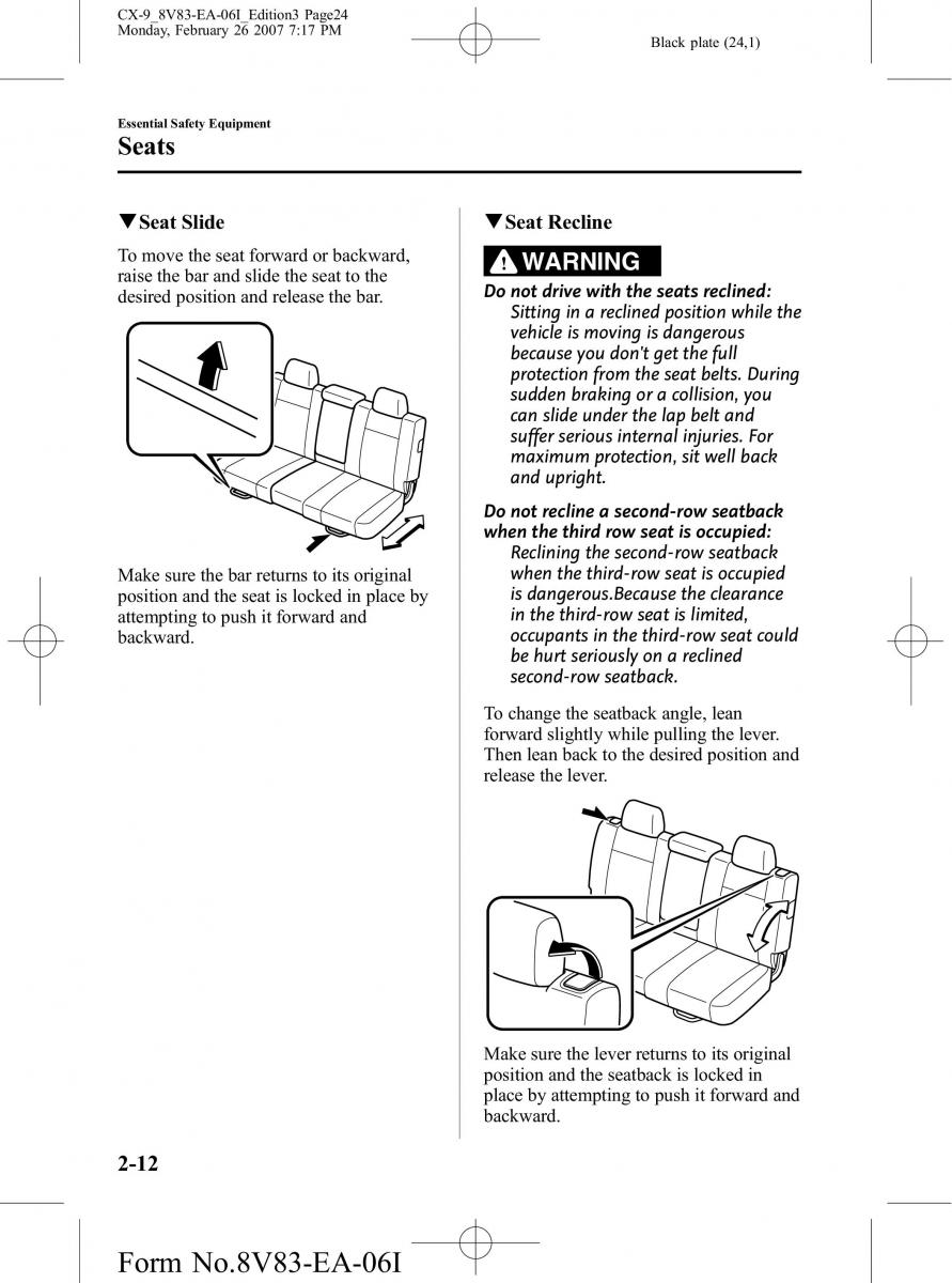 Mazda CX 9 owners manual / page 24