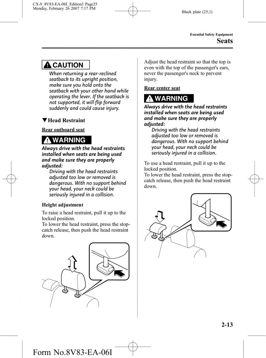 Mazda CX 9 owners manual / page 25