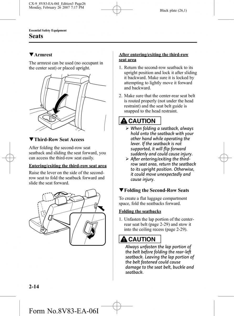 Mazda CX 9 owners manual / page 26