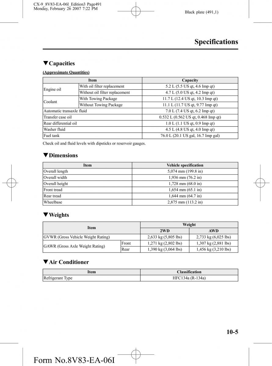 Mazda CX 9 owners manual / page 491