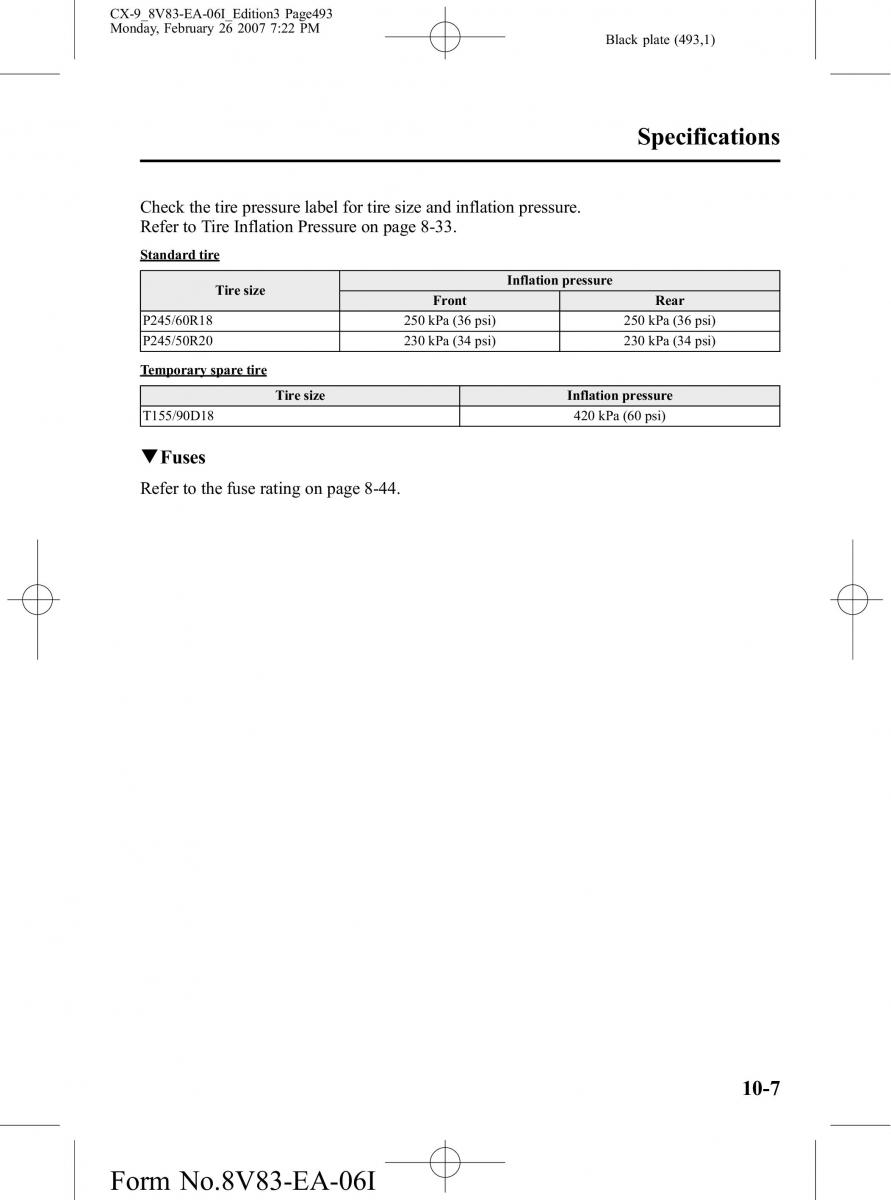 Mazda CX 9 owners manual / page 493