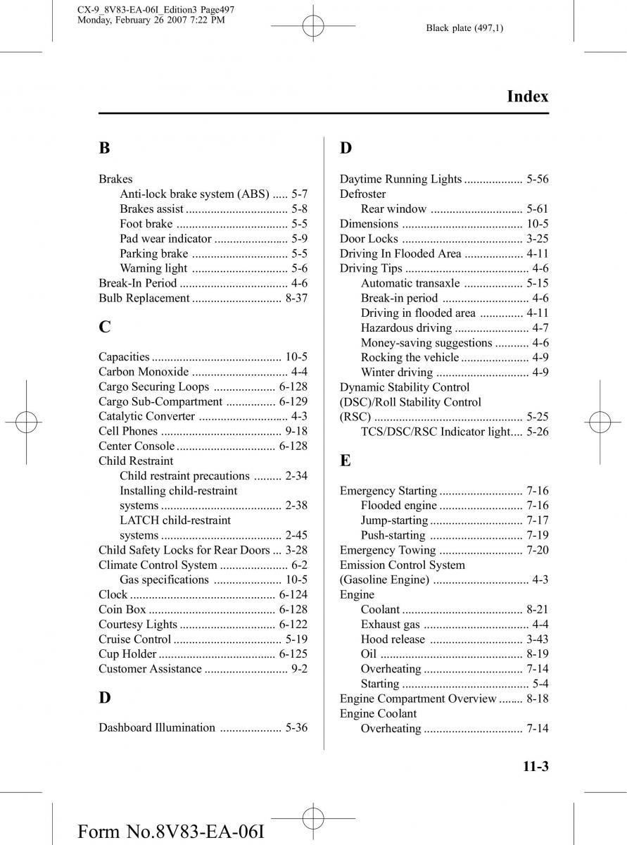 Mazda CX 9 owners manual / page 497