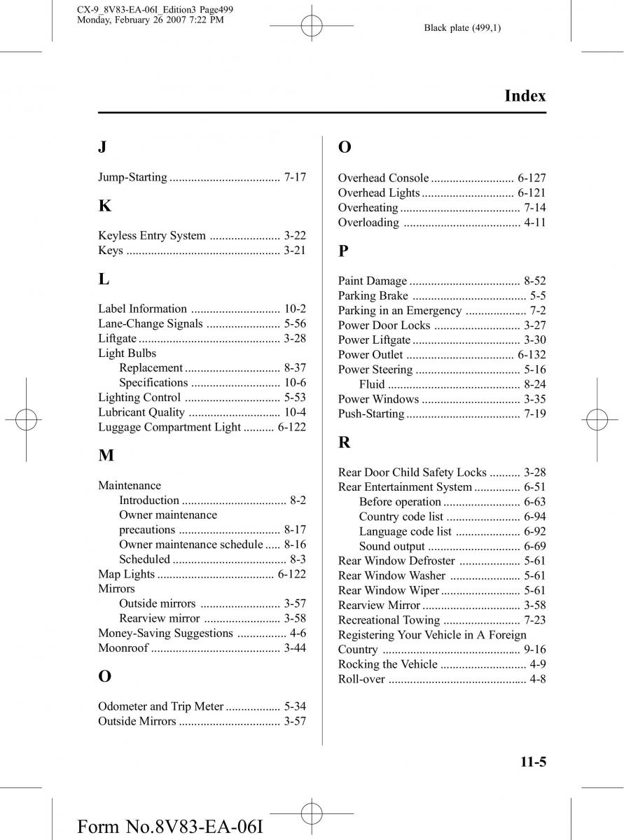 manual  Mazda CX 9 owners manual / page 499