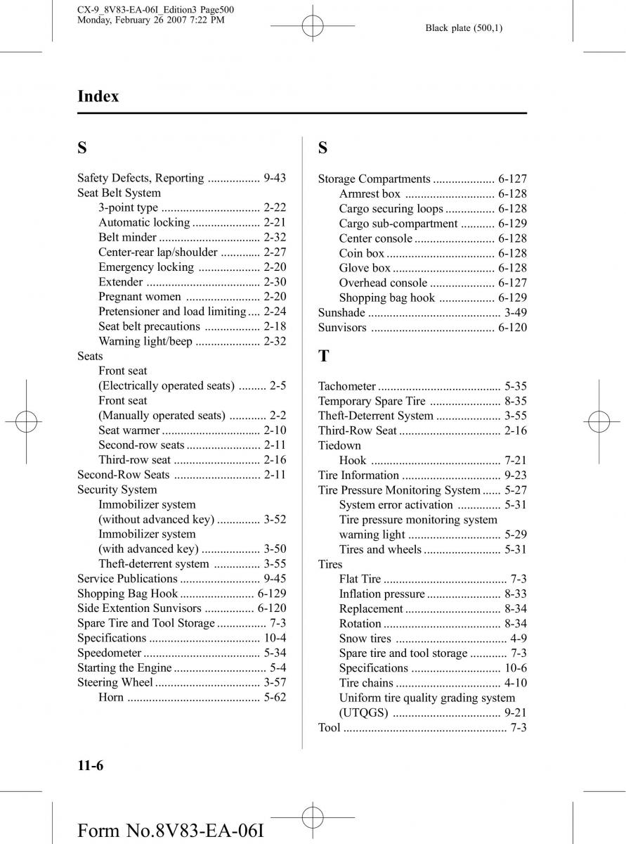 manual  Mazda CX 9 owners manual / page 500